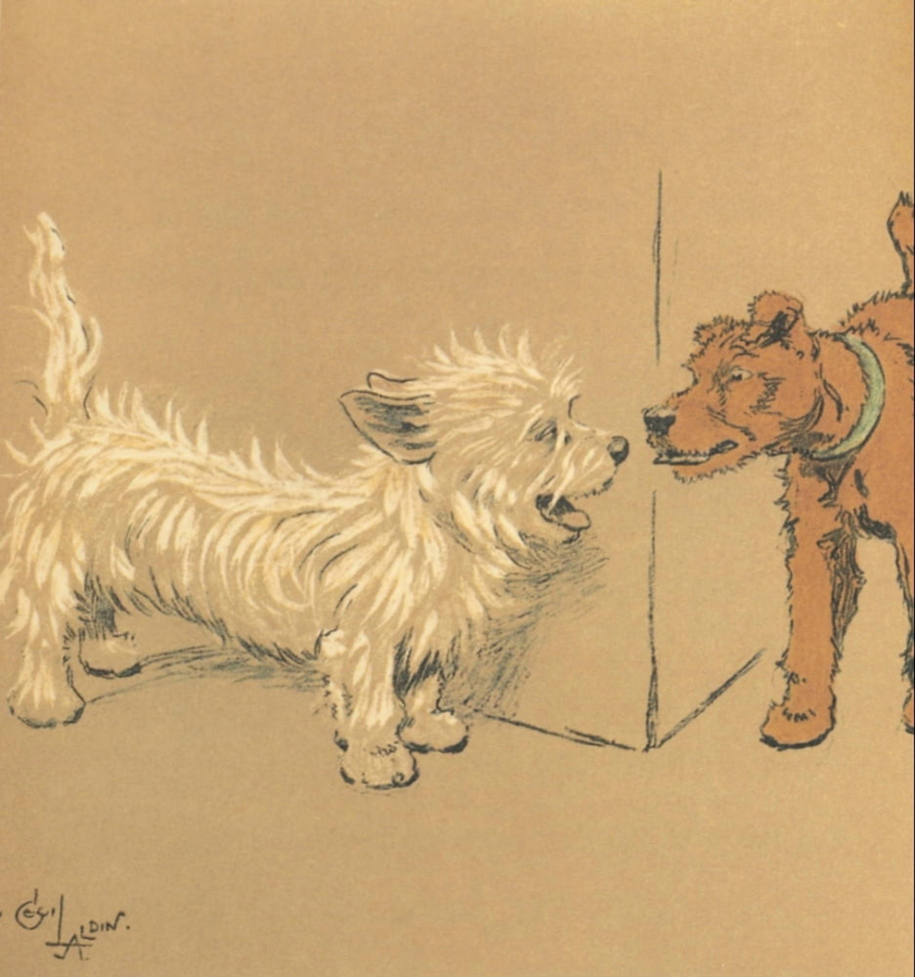Mac 1912 Corner meeting Canvas Art - Cecil Aldin (24 x 36)