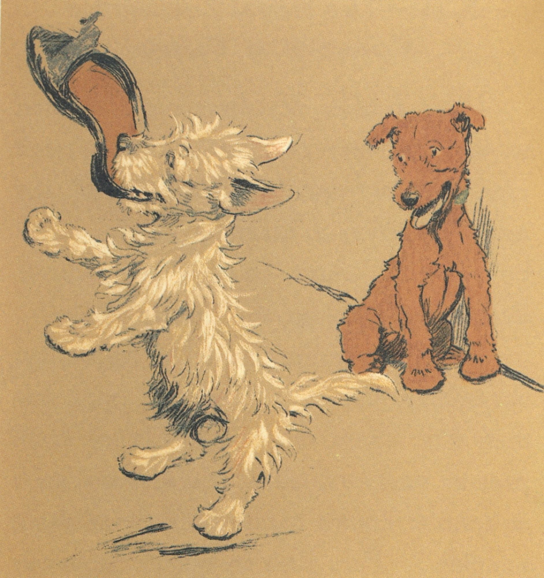 Mac 1912 Playing with slipper Canvas Art - Cecil Aldin (18 x 24)