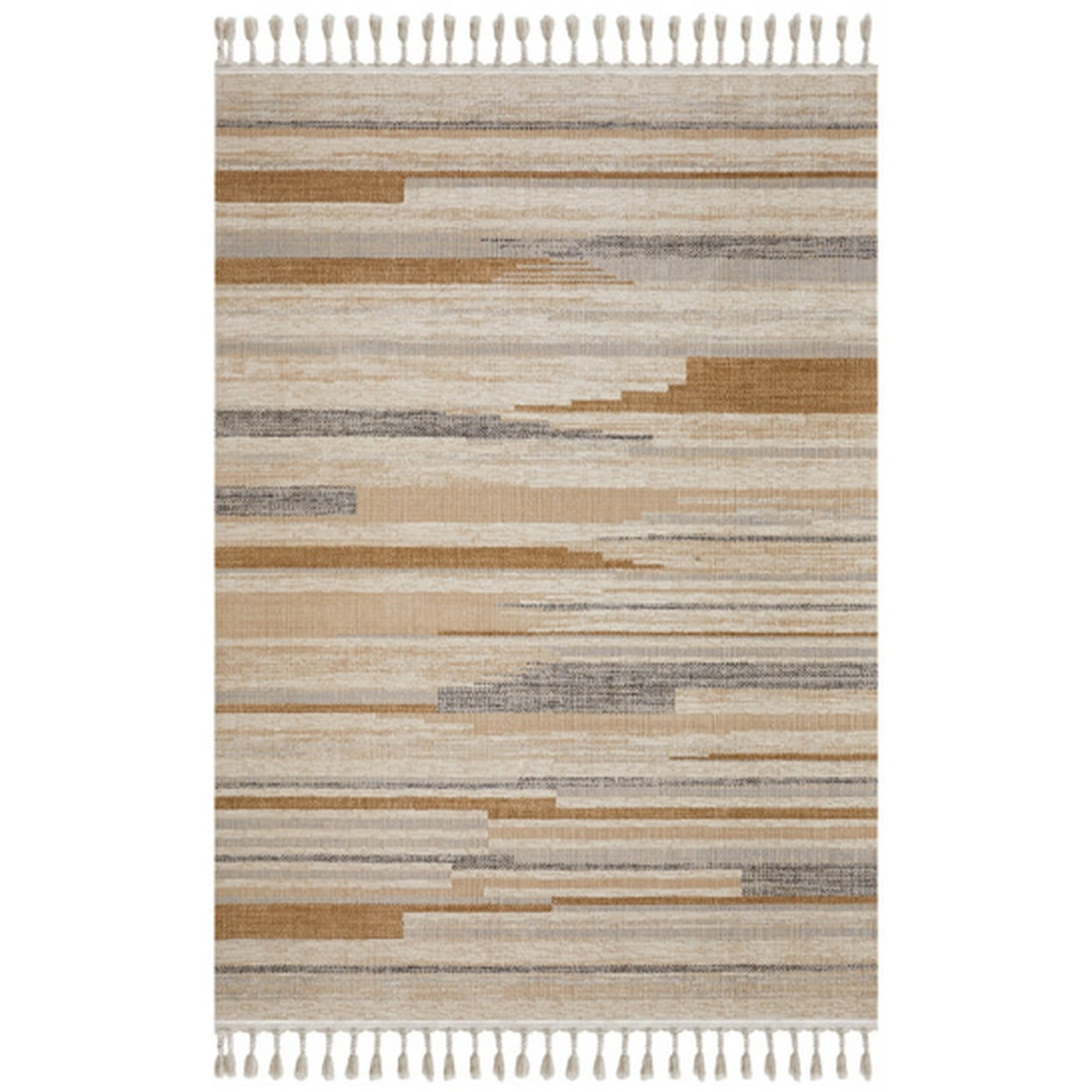 Mac 8 x 10 Area Rug Retro Brown and Cream Polyester Lines Braided ...
