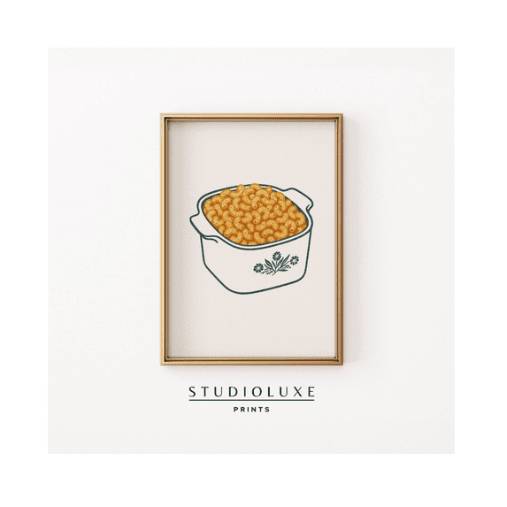Mac And Cheese Kitchen Wall Art Corningware Vintage Casserole Print ...