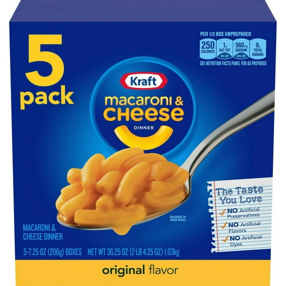 Kraft Original Macaroni and Cheese Dinner 7.25 oz (Pack of 5)