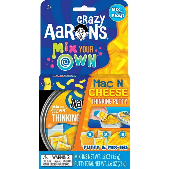 Crazy Aarons Mac & Cheese Mix Your Own Thinking Putty, Clear with Yellow Colorizer, Ages 3 and Up