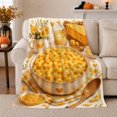 thumbnail image 1 of Mac Cheese Still Life, Playful Food Art Scene, Warm Flannel Blanket for Kitchen and Dining Room with Detailed Artwork, Food Lovers Birthday Gift, Playful Home Decor, 1 of 9