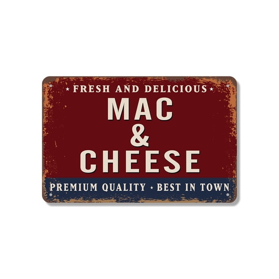 Mac And Cheese Street 10 Inch x 14 Inch Novelty Aluminum Metal Sign Extra Cheesy Smiles Durable Weatherproof UV Protected Perfect for Kitchens Cafes Food Stands Fun Gift for Foodies
