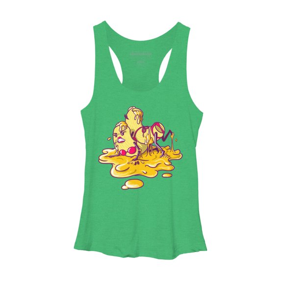 Mac Cheese Wrestling Womens Green Heather Graphic Racerback Tank Top - Design By Humans M