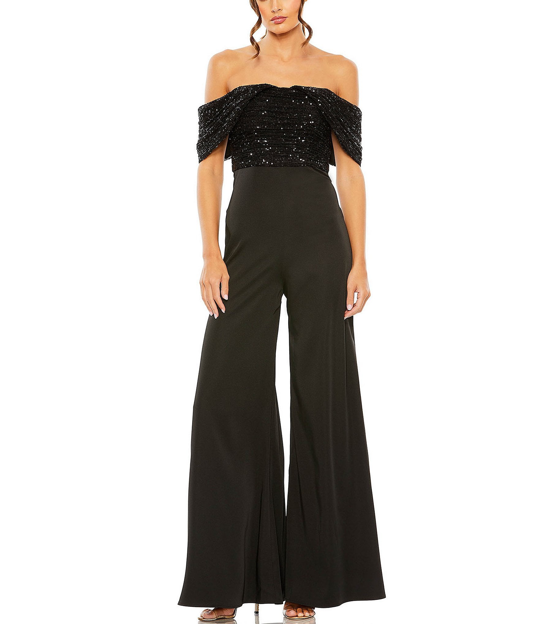 【US発】MAC DUGGAL スパンコールワンショルダーガウン Mac Duggal Dress