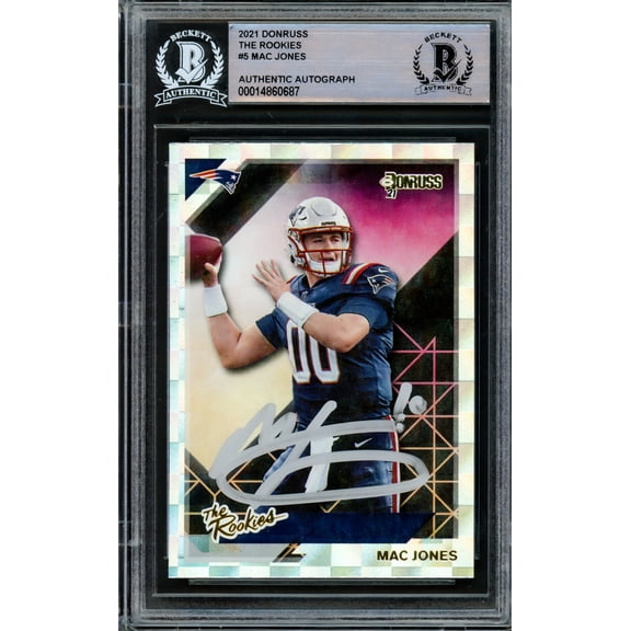 Mac Jones Autographed 2021 Panini Donruss The Rookies Rookie Card #TR-MJO New England Patriots Beckett BAS #14860687