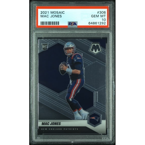 Mac Jones NE Patriots 2021 Panini Mosaic Rookie Card #306 PSA 10 Gem Mint