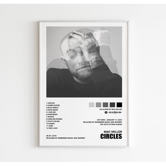 Mac Miller Circles Album Cover Print, Tracklist Poster, Cover Art Poster
