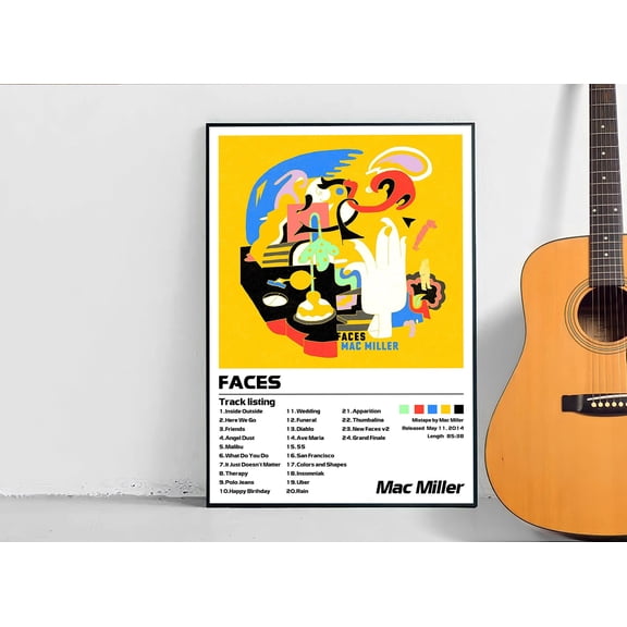 Mac Miller Faces Minimalist Album Cover Poster, Music Print, Album Print