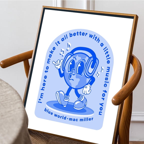Mac Miller Inspired Poster, Blue World Song Lyrics, Circles Album Retro Rap Poster