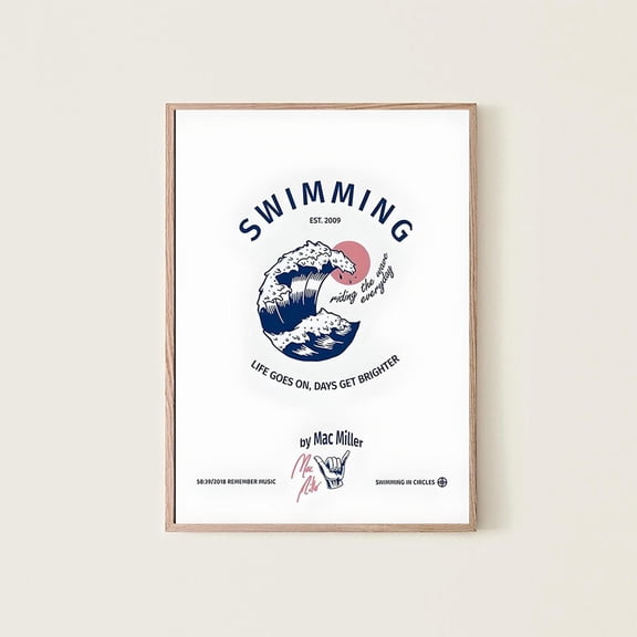 Mac Miller Swimming Album Self Care Song Lyrics Poster, Retro Rap Art