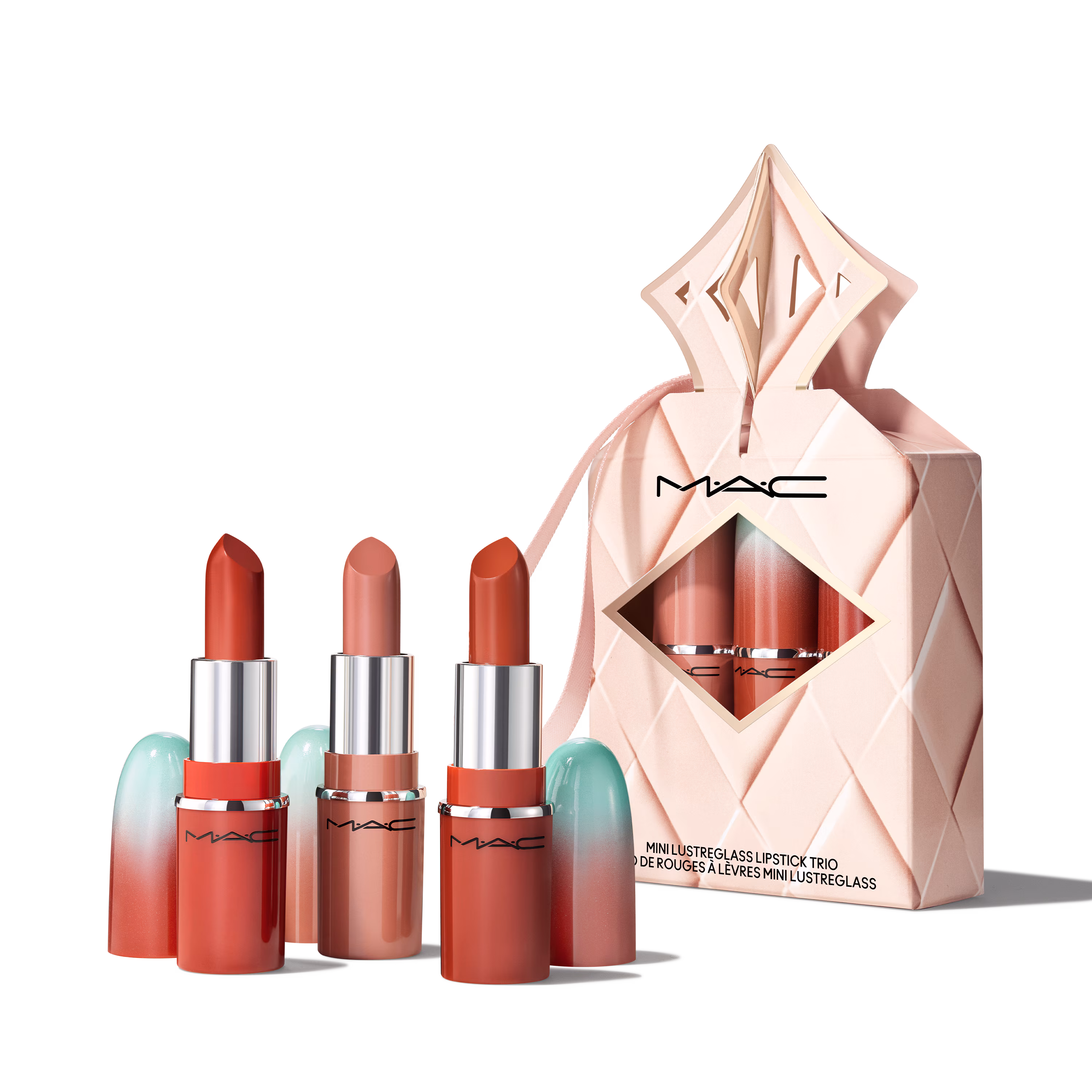 Mac Mini Lustreglass Lipstick Trio Set- Nude Neutral - Spice it up & Thanks, its Mac & Business Casual 0.05oz Each