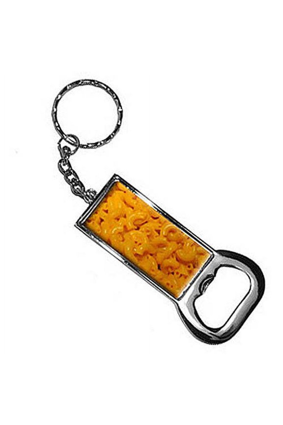 Mac N Cheese Macaroni And Keychain Key Chain Ring Bottle Bottlecap Opener