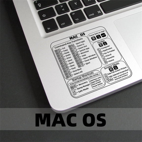 Mac OS Keyboard Shortcut Stickers, Advanced Productivity Reference Guide for Word and Excel, Clear Vinyl Skins for Laptop and Desktop Computer Keyboards