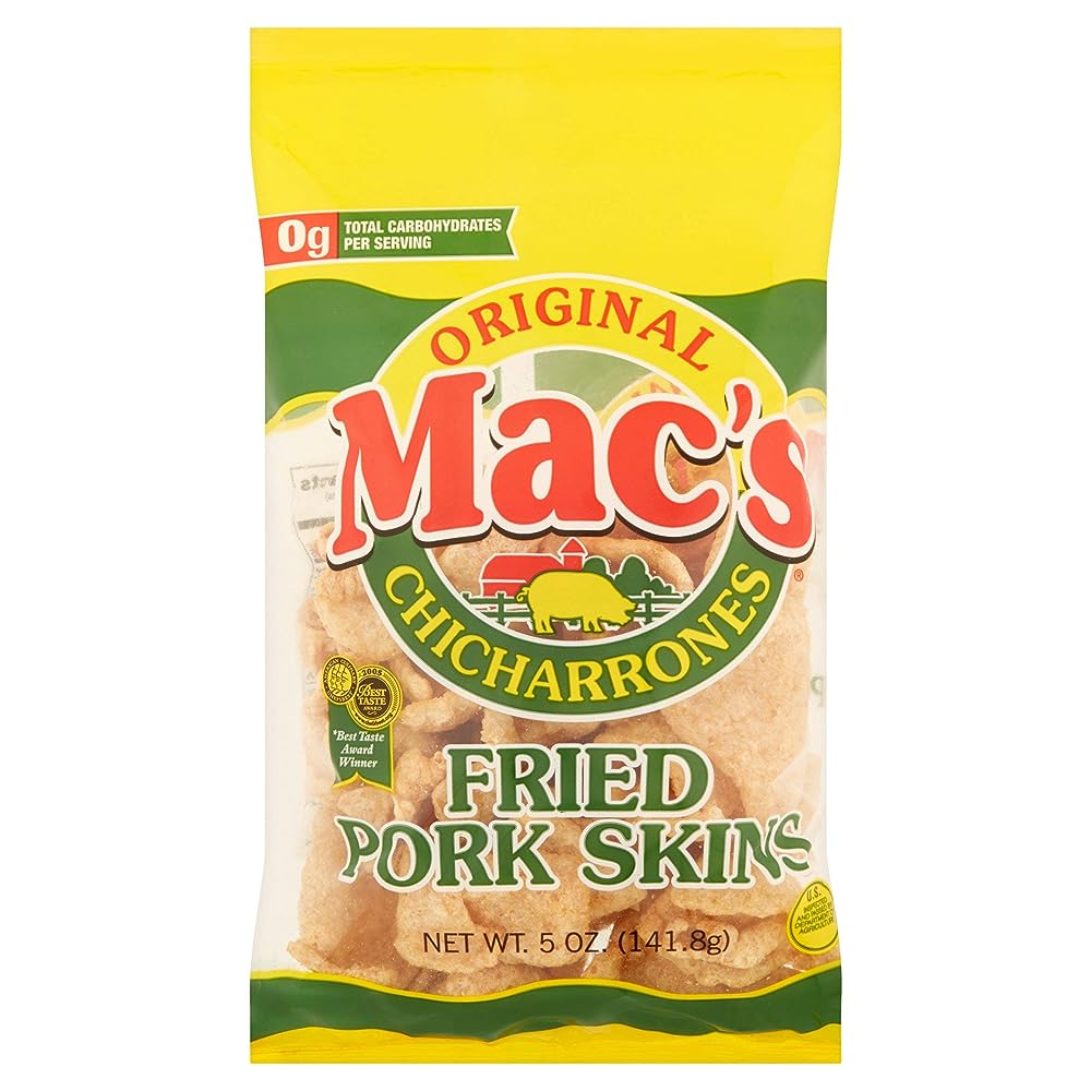 Mac’s Original Pork Skins Low Carb, Keto Friendly Snack Crunchy