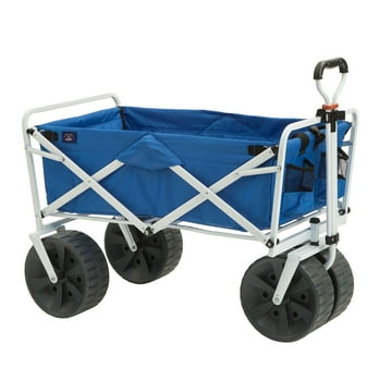 Mac Sports Collapsible Folding All Terrain Outdoor Beach Utility Wagon Cart, Blue