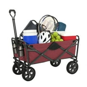 Mac Sports Collapsible Folding Outdoor Utility Wagon, Heathered Red