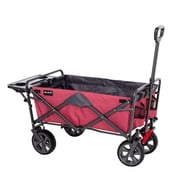 Mac Sports Folding Wagon with Tailgate and Table, Red, All-Terrain Collapsible Utility Cart