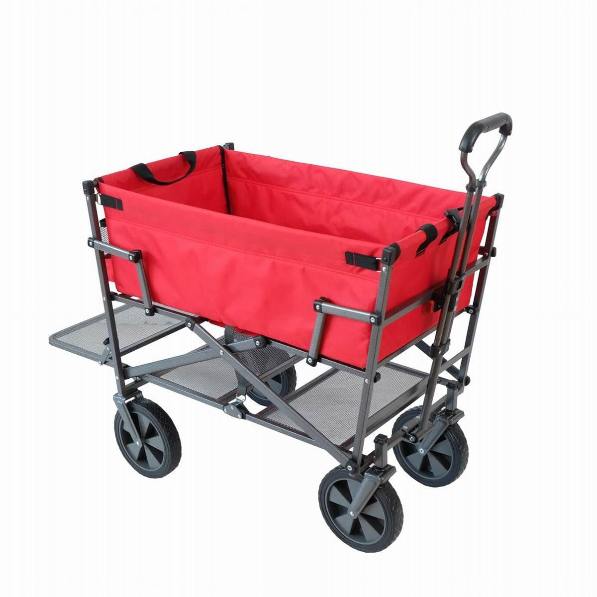 Red Heavy Duty Steel Double Decker Collapsible Outdoor Wagon