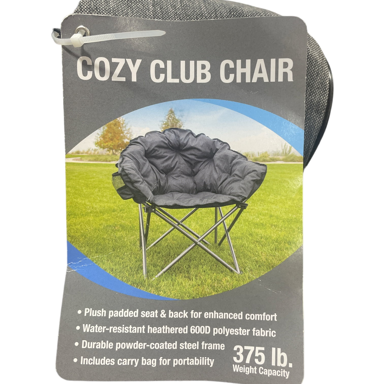 Mac Sports Padded Water Resistant Foldable Cozy Club Chair w Carry Bag Grey