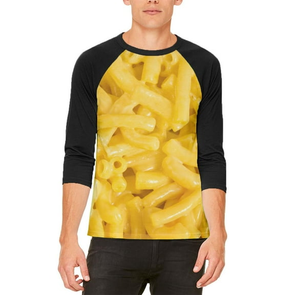 Mac and Cheese Mens Raglan T Shirt White-Black SM