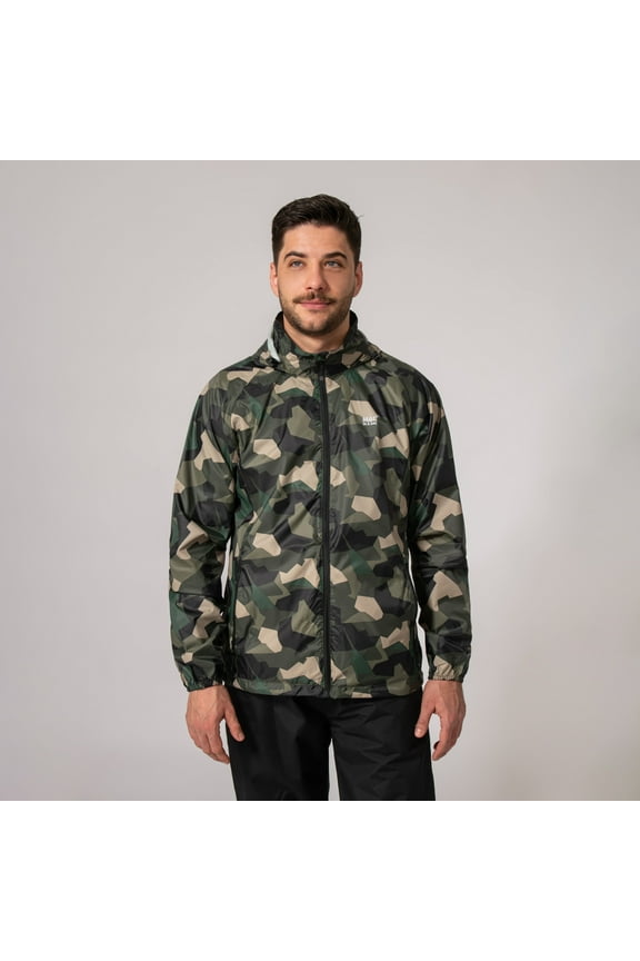- Origin II - Waterproof Packable Jacket for Men & Women - Green Camo - L