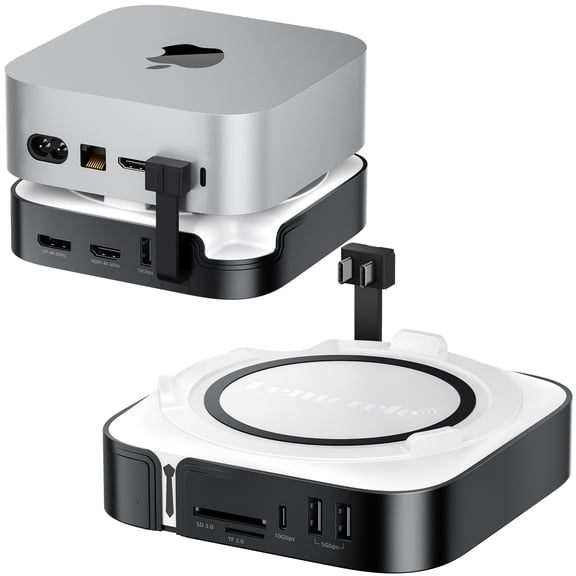 Mac mini M4 Dock, USB-C Hub for Mac mini M4/M4 Pro with NVMe SSD Enclosure,Docking Station 4K 60Hz Dual Monitor,HDMI, DP,4 USB Ports 10Gbps, SD/TF Card Reader
