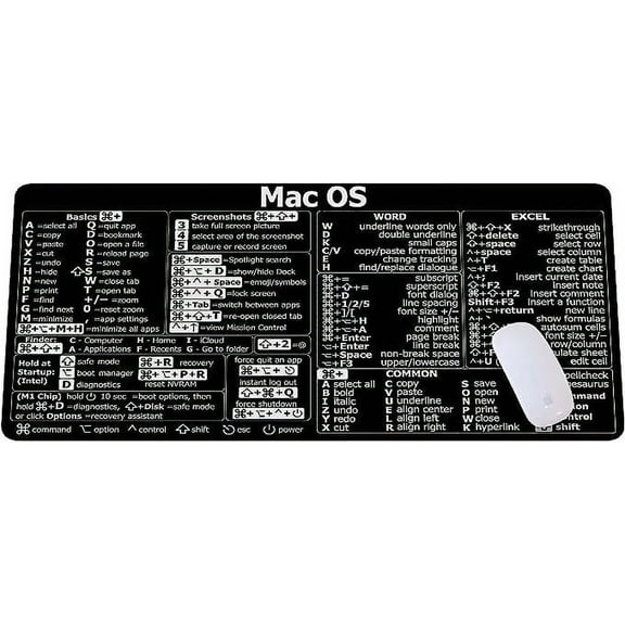 Mac os Shortcuts, excel Shortcuts Cheat Sheet, Mac OS (M1+Intel) + Word/Excel (for Mac) Quick Reference Guide Keyboard Shortcut, Keyboard mat, mac os Shortcuts mousemat, Trader Mouse Pad Mat