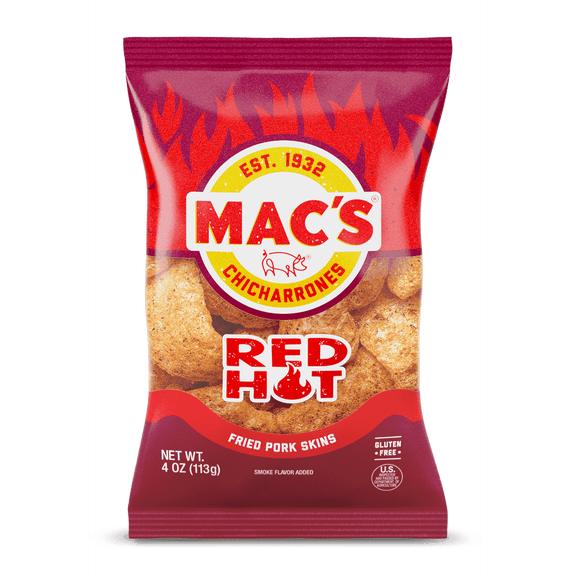 Mac's Hot Fried Pork Skins, 4 oz Bag