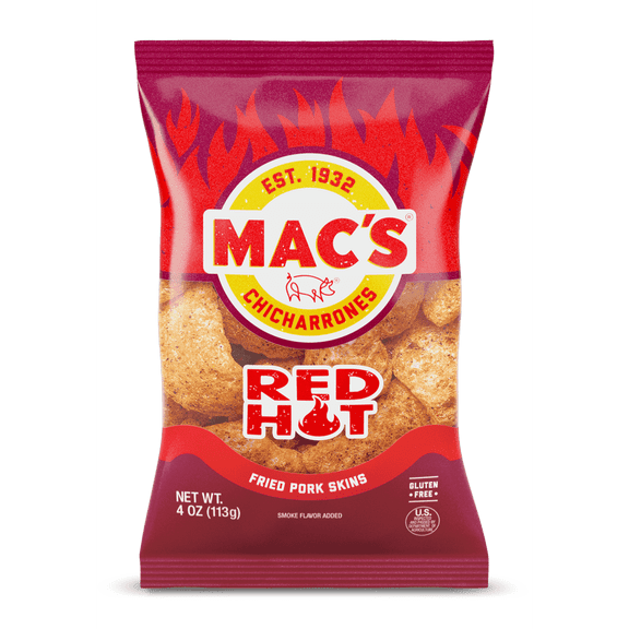 Mac's Hot Fried Pork Skins, 4 oz Bag