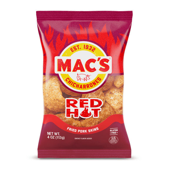 Mac's Hot Fried Pork Skins, 4 oz Bag