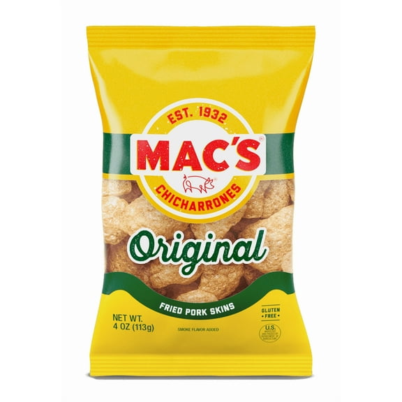 Mac's Original Fried Pork Skins, 4 oz 4 pack