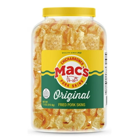 Mac's Original Pork Skins Canister, 7.5 OZ