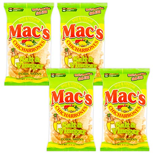 Mac's Pork Rinds Salt And Vinegar Flavored Pork Skins 4 Pack Pork