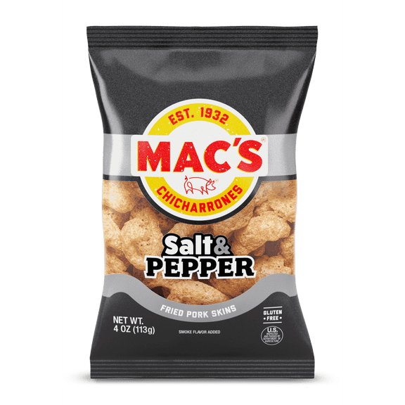 Mac's Salt & Pepper Fried Pork Skins, 4 oz Bag