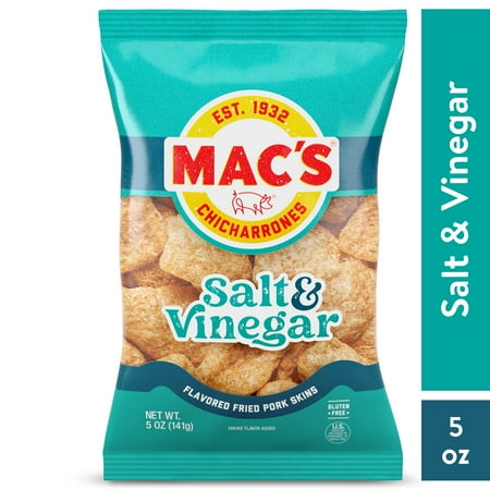 Mac's Salt and Vinegar Pork Skins; 5 oz. Snack Bag