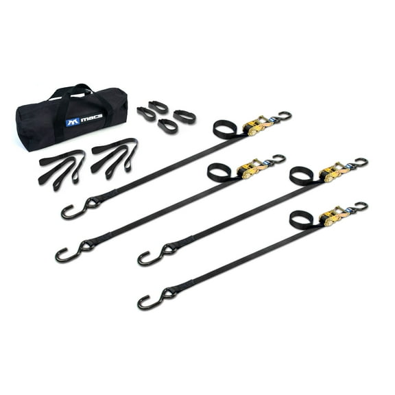 Mac's Tie-Downs 1in x 6' ATV & Motorcycle Ratchet Utility Pack with S-Hook - Black