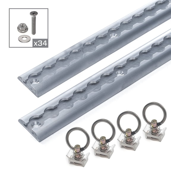 Mac's Tie-Downs 8' VersaTie Surface-Mounted Track Kit with Wide Contour Edge (Series 3)