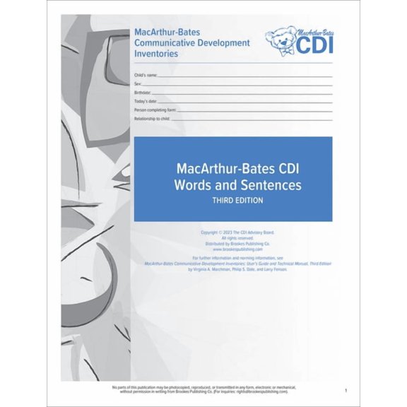 MacArthur-Bates Communicative Development Inventories (CDI) Words and Sentences Forms : 1630 Months (Edition 3) (Paperback)