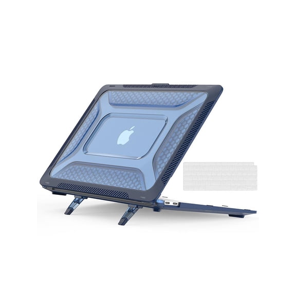 MacBook Air 13 inch Case 2022, 2021-2018 Release A2337 M1 A2179 A1932 Retina Display Touch ID, Heavy Duty Shockproof Hard Shell Cover with Fold Kickstand & Keyboard Cover Skin