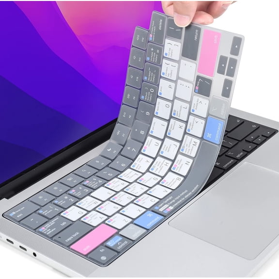 MacBook Air M4 Keyboard Cover Shortcuts for 2026-2022 MacBook Air 13.6 inch with Apple M5 M4 M3 M2 Chip Model A3449 A3240 A3113 A2681 MAC OS Shortcut Hot Keys Keyboard Protector