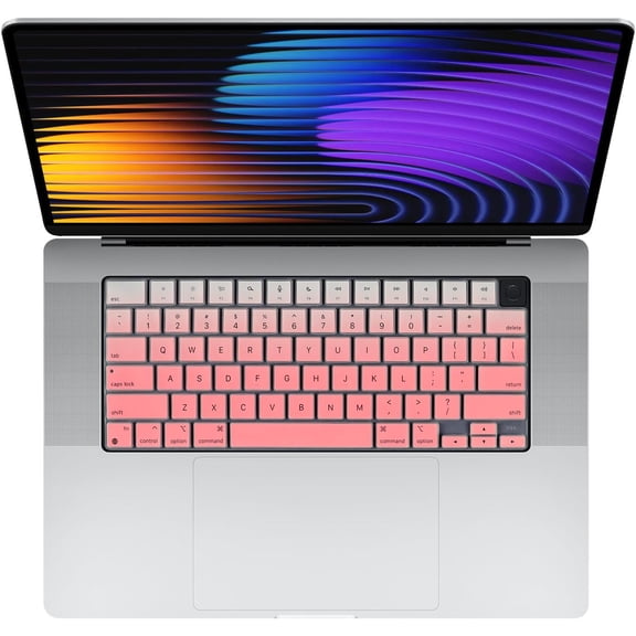 MacBook Keyboard Cover for Pro 14"/16" (M2/M3/M4, 20212025) & Air 13"/15" (M1/M2/M3/M4 Pro/Max, 20222025), Laptop Keyboard Protector Skin, US ANSI Layout, Ombre Pink