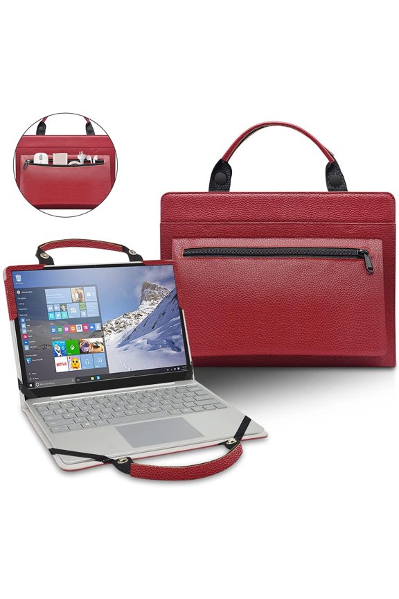 MacBook Pro 14 inch 2021 Release Laptop Sleeve, Bige Laptop Protective Case for MacBook Pro 14 inch 2021, Laptop Sleeves, Waterproof Leather Protective Cover with Handle for HP, LG(Red)