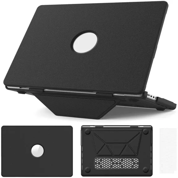 for MacBook Pro 14 inch Case 2025-2021 M4 M3 M2 M1 Pro/Max A3401 A3185 A3112 A2992 A2918 A2779 A2442, PU Leather Hard Shell Cover with Foldable Kickstand & Keyboard Cover & Logo Cutout