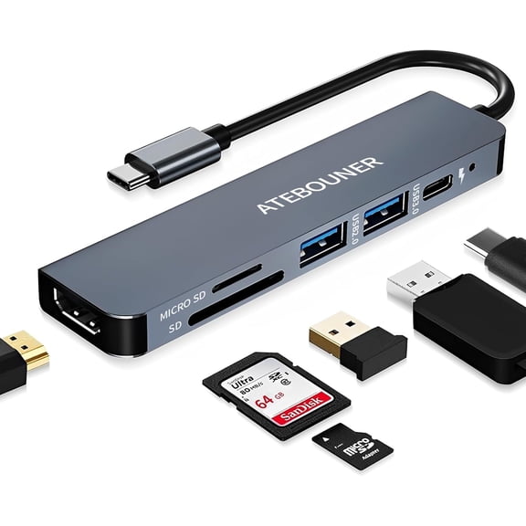 MacBook USB-C Hub Adapter - Multiport Docking Station With HDMI for Pro and Thunderbolt Devices