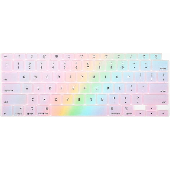 MacBoor Air M1 Keyboard Cover for 2020 2021 MacBook Air 13" Model A2179 A2337 Apple M1 Chip with Touch ID, MacBook Air M1 Keyboard Protector Skin, Rainbow