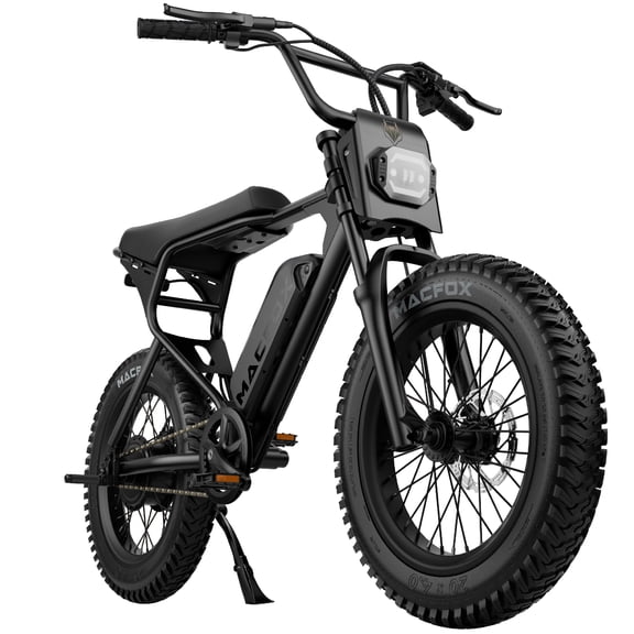 MacFox X1S Electric Bike for Youth & Adults, 20" x 4.0" Fat Tire Ebike with Dual Disc Brakes and Hydraulic Spring Front Fork Electric Commuter Bikes for School/Towns/Cities (Black-Standard Edition)