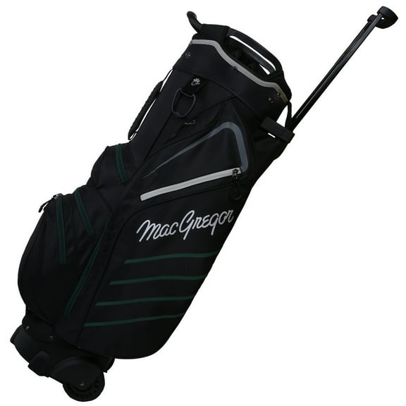 MacGregor Golf VIP Cart Bag with Built In Wheels / Handle, 14 Way Divider, Black/Dark Green