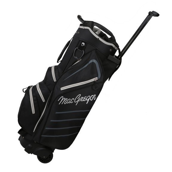MacGregor Golf VIP Cart Bag with Built In Wheels / Handle, 14 Way Divider, Black/Silver